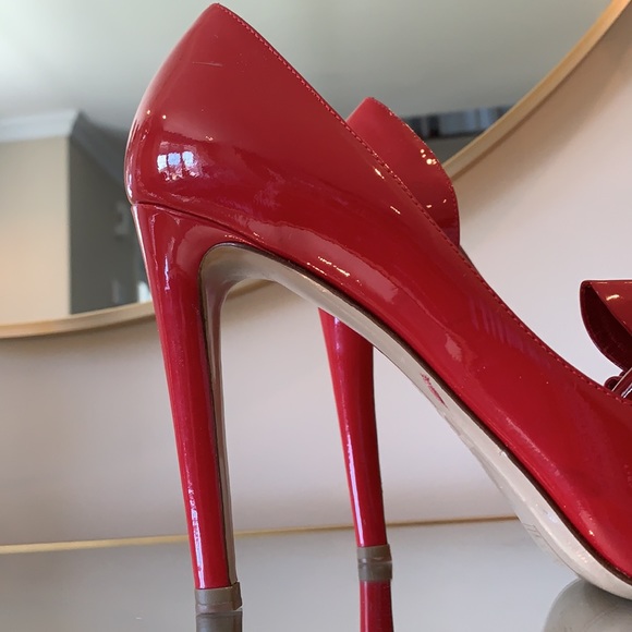 Valentino Red Patent Peep Shoes - Picture 4 of 5